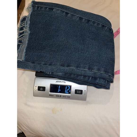 Pistola Blue Denim Distressed Frayed Hem Crop Flare Jeans Women's Size 26 - Picture 11 of 11